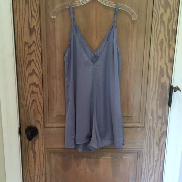 Honey Punch blue silky romper - Picture 2 of 4